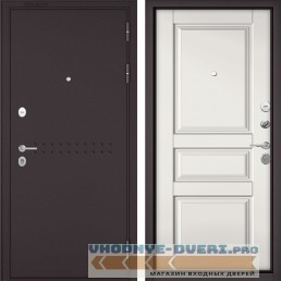 Дверь Бульдорс MASS 90 Букле шоколад R-4 Белый софт 9SD-2